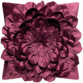 OiseauVoler Decorative 3D Flower Throw Pillow Covers 18x18 Inch Wine Red by OiseauVoler