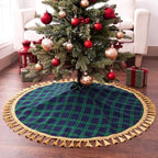 Blueweenly Christmas Tree Skirt, 48 Inch, Green and Blue Plaid - Image 3