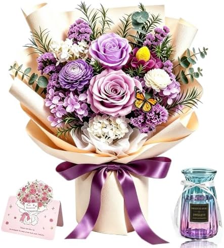 Preserved Flowers Bouquet, Purple Roses Forever Flowers for Delivery by Unknown