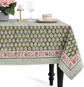 CPC Tablecloth 100% Cotton 72x140 Inch Indian Block Print Easter Rectangle Table Cover, Table Cloth for Weddings, Parties- Jade Green 12-Seater by COTTONPRINTCLUB
