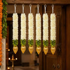 Divyakosh Fabric Hangings with Golden Lotus-6 Pcs-Small- 12 INCH | Floral Wall Hangings, Temple-Decoration Items, Backdrop for Pooja Decorative, Varalakshmi Vratam Decor| Varamahalaxmi Decor Items | by Divyakosh