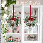 Small Christmas Wreaths 4Pcs, 10 Inch Mini Wreaths for Kitchen Cabinets, Christmas Door Wreath, Small Christmas Wreath for Fireplace Window Farmhouse Indoor Home Decorations - Image 3
