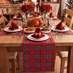 HunnmingRe 6 Pcs Red Christmas Tartan Plaid Table Runner 13 x 72 - Image 3