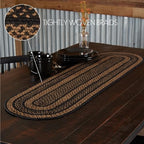 VHC Brands Farmhouse Primitive Jute Black Striped Oval Table Runner Decor 13"x48" - Image 4