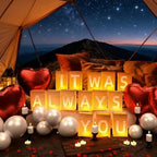 It Was Always You Decorations – Romantic Decoration Kit with Light Up Letters, 30 Tea Light Candles, 2000 Rose Petals, 10 Balloons – Luminary Bags for Anniversary Surprise - Image 5