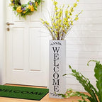 Glitzhome 30"H Wooden WELCOME Porch Sign, Double Sided Natural Welcome Rustic Porch Sign for Front Porch Decor Solid White by Glitzhome