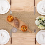 Niviy Burlap Boho Table Runner for Spring Home Decor 120 Inches Long, Modern Farmhouse Decor Rustic Macrame Woven Coffee Table Runners for Summer Dining Table Decoration, Burlap Brown - Image 6