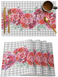 Red Flower Placemats Set of 6, Spring Rustic Floral Eucalyptus Leaves Gray Plaid Placemats for Dining Table Place Mats for Kitchen Table Waterproof Table Mats, Wipeable Dining Table Set by Unknown