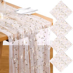 4 Pack Embroidery Floral Table Runner Rustic Spring Summer Wildflower Tulle Table Runner Vintage Flower Tabletop Runners for Home Kitchen Wedding Party Decoration, 108x24.5 Inch (Apricot Flowers) by VAIPI