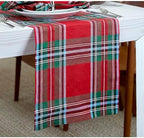Solino Home 100% Linen Table Runner Red, Madras Holiday Plaid 14 x 72 in - Image 2