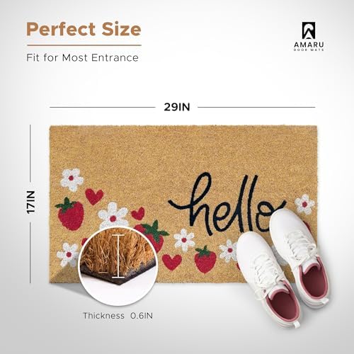 Coir Welcome Mat, Non-Slip, Strawberries, 17 x 29 in - Image 2