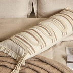 Beige Boho Lumbar Pillow Cover 14x36 with Handmade Drawn Work - Image 5