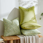 a moment Green 4 Pack Throw Pillow Covers - Chenille & Velvet Set with Piping, Farmhouse Textured Design Pillow Cases for Couch Sofa Bed Livingroom (20x20 Inch, No Insert) - Image 3