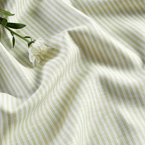 Solino Home 100% Pure Linen Table Runner, 14 x 144 in, Sage, Narrow Stripe - Image 2