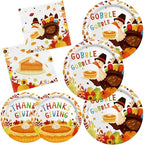Thanksgiving Turkey Party Supplies Kit - Autumn-Themed Disposable Dinnerware Set with Plates and Napkins for 50 - for Thanksgiving Party Decoration by Gatherfun