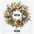 LLZLL Spring Wreath 22 inch Indoor Summer Wreaths Artificial Spring Wreaths for Front Door, Tulip Wreath with Daisy and Lavender for Home Holiday Decor - Image 4