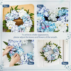 Garvee 20" Spring Summer Wreaths for Front Door, Hydrangeas Wreath - Image 7