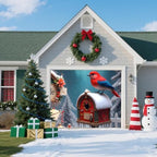 Christmas Garage Door Banner – North Pole Winter Scene with Red Bird, Mailbox & Snowy Decor, Large Waterproof Reusable Outdoor Holiday Mural for Home, Yard & Porch,8 x 7ft/2.4 x 2.1m - Image 3