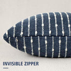 Foindtower Decorative Striped Boucle Throw Pillow Covers 20x20 Dark Blue - Image 3
