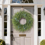 26" Artificial Eucalyptus with Fake Saw Grass Wreath for Front Door Decor - Image 2