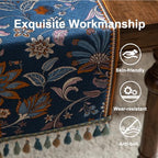 Vintage Floral Jacquard Table Runner with Multi-Color Tassels Luxury French Farmhouse Spring Table Runners Blue for Home Decor Dining Kitchen Living Room Coffee Tables 102" - Image 3