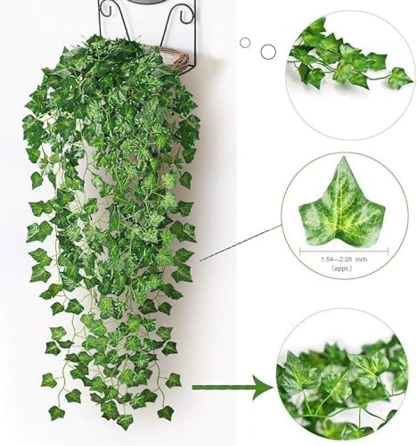 Comtelek 504 FT Artificial Ivy 72 Pack Ivy Vine Garland Ivy Leaves Greenery Garlands Clip Hanging Fake Leaf Plants Faux Green Flowers Decor Home Kitchen Garden Office Wedding Wall - Image 2