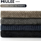 MIULEE Soft Decorative Chenille Pillow Covers Navy Grey 18x18 Pack of 4 - Image 6