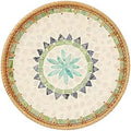 Kmelep Round Rattan Tray with Mother of Pearl Inlay, Rattan Serving Tray with Wooden Base, Decorative Wicker Basket for Table Decor, Storage and Display of Coffee Bread Food Fruit (Bohemia) by Kmelep