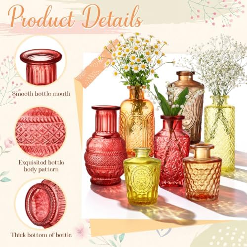 Dandat 24 Pieces Small Colorful Vase Bulk 12 Style Decorative Bud Vase - Image 4