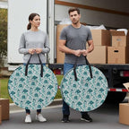 36 Inch Round Storage Bag 1 Pack,Ombre Turquoise Wild Flower Waterproof Wreath Storage Container with Handles&Zipper Farmhouse Leaves Herb Closet Organizer Bags Garland Box - Image 4