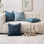 MIULEE Decorative Chenille Euro Pillow Covers Blue Series 22x22 Pack of 4 - Image 5