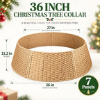 Christmas Tree Collar, 36-inch Tree Skirt Collar Paper Rope Christmas Decor - Image 3