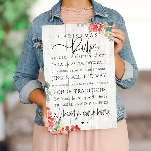 Simply Said, INC Rustic Pallets, Christmas Rules - 16" x 10.75" Rustic Wood Sign RUS1402 - Image 2