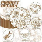100 Pcs Brown Floral Paper Placemats with Scalloped Edges 15 Inch Chinoiserie Paper Table Mats Vintage Floral Place Mats for Dining Parties Weddings Holidays Table Decorations - Image 3