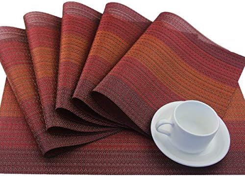 PIGCHCY Placemats Set of 12 Washable Durable Place Mats Vinyl Heat Resistant Non-Slip Table Mats Indoor Outdoor (Scarlet Red) - Image 5