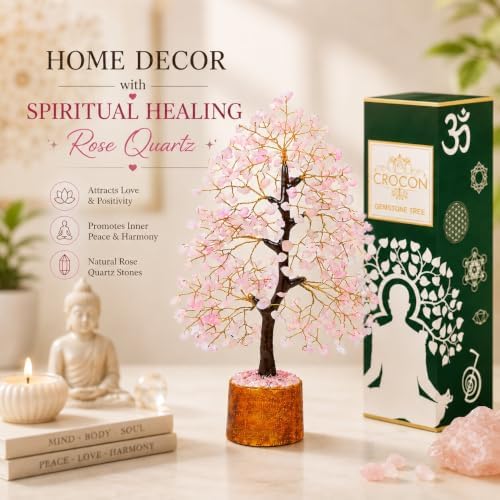 Crocon® Rose Quartz Crystals Tree 10-12 inch Birthday Gifts for Women & Men - Image 3