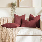 MIULEE 18x18 Decorative Boucle Couch Pillow Covers Burgundy - Image 4