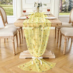 BINBE 6pcs Daisy Spring Table Runner Embroidery Gauze 10FT Florals Seasonal Tulle Holiday Birthday Kitchen Dining Table Decor for Home Party Yellow - Image 2