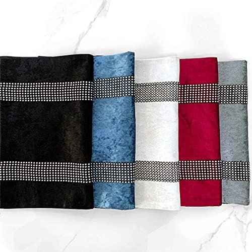 HeMiaor Gray Elegant Placemats for Dinner Table Set of 4 Bling Silver Shinning Diamond Sequins Place Mats Velvet for Wedding Decor Centerpiece - Image 6
