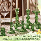 Mumufy 48 Pcs Green Crystal Taper Candle Holders with Flameless Candles - Image 2