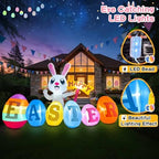7FT Easter Bunny Inflatable with Happy Easter Sign, LED Yard Decor - Image 6