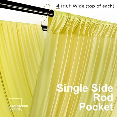 2 Panels 5ft(W) x 20ft(H) Yellow Ceiling Drapes for Wedding Parties - Image 2