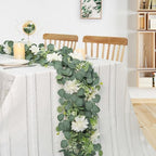 Dremisland Artificial Flowers Garland Eucalyptus Garland with Dahlia Flower - Image 2