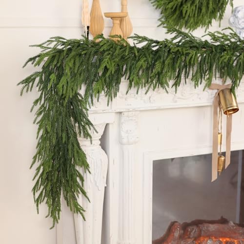 1Pcs 16FT Lifelike Touch Fake Norfolk Pine Garland for Christmas Home Decor - Image 3