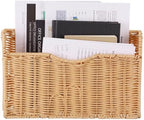SiliFine 1 Pack Wall File Holder, Woven Hanging Basket Magazine Holder Wall Mounted Hanging Baskets File Organizer Pocket for Office Home Decorative Mail Magazine by SiliFine