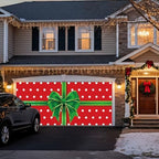 Garage Door Christmas Cover 7x16FT: Garage Bow Gif Box Christmas Decorations with Bar Magnets & Ropes, Holiday Garage Door Banner Decorative Xmas, Party Wall Backdrop Indoor Outdoor - Image 3