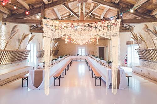 Kiido Large Macrame Wedding Backdrop(71" W x 86" L) for Arbor/Arch Bohemian Wall Hanging Decor Boho Doorway/Window Curtains Room Divider - Image 4