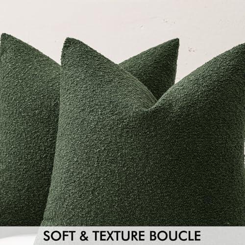 MIULEE 20x20 Decorative Boucle Couch Pillow Covers Dark Green - Image 2