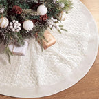 Arrowbash 48 Inch Velvet Christmas Tree Skirt Quilted Tree Skirt, Cream by Arrowbash