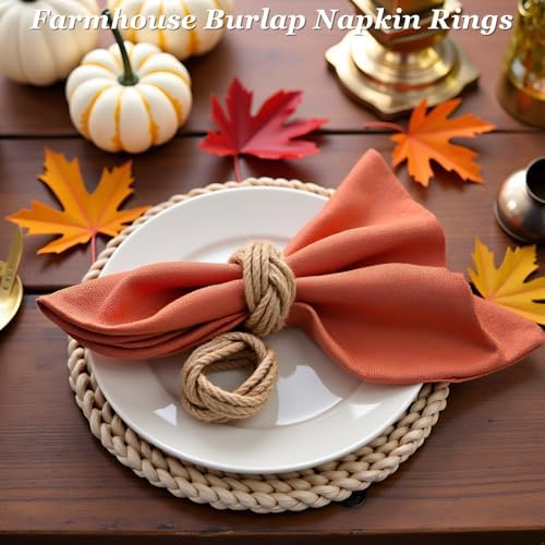Woven Napkin Rings Set of 48, Mgrlfbl Farmhouse Burlap Napkin Ring - Image 6